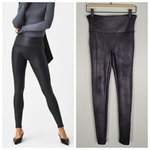 Spanx Size M Faux Leather Leggings Shaping Black